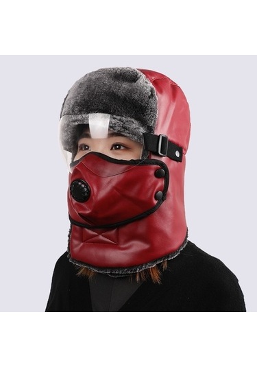 Kışlık Sıcak Pamuklu Şapka 3437 Kırmızı