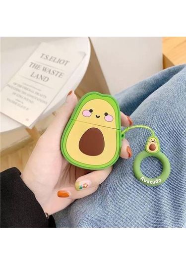 Iphone 1/2. Nesil Uyumlu Koruyucu Bluetooth Kulaklık Kılıfı Sevimli Avokado Figürlü Av0kado Airpods 1/2. Nesil