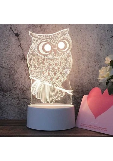 Ganzhoushop Yaratıcı Versiyonu, Üç Tabanlı Sones Şekil: Renkli Led Lambası, Gece Fiş Düğmeli Dekoratif Parlak Beyaz Baykuş 3d Jv Çok Renkli