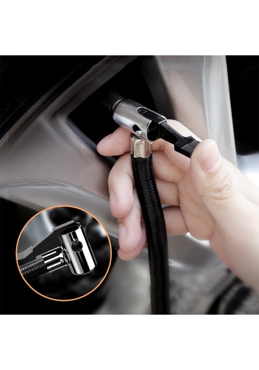 Samdoo 12v Araçlı Dijital Göstergeli Hızlı Şişirici, 3 Fişli 150 Psı El Tipi Mini Pompa