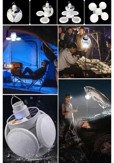 5 Led'li 3 Farklı Işık Modlu Açılıp Kapanabilir Led Kanatlı Güneş Enerjili Solar Aydınlatma Asılabilir Kamp Feneri