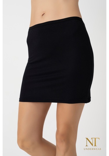 Nt Underwear Bambu Mini Etek Astarı, Mini Jupon - Doğal Kumaş, Modern Kalıp. Siyah