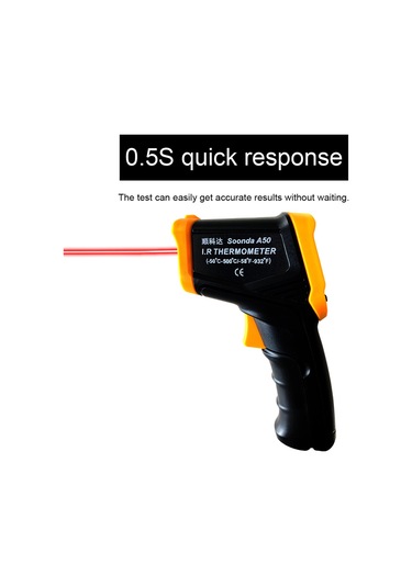 Youtek El Tipi Entegre Lcd Ekranlı Enfrared Sıcaklık Ölçer -50 C/+500 C, Dokunmadan Ölçüm, C/ F Değiştirme, Ev Kullanıma Uygun Pil Dahil Değil