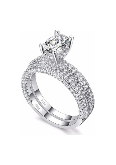 Fastbuy 2.5mm Çok Renkli Cubic Zirconia, Kadınlar İçin Güzellikli Evlilik Ve Yıldönümü Hediye Takı Takımı, 10 Numara, Beyaz Çok Renkli