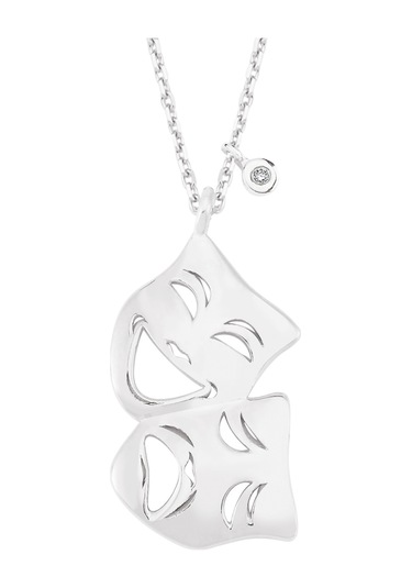 Altın Sepeti Pırlantalı Beyaz Altın Tiyatro Maske Kolye AS1781PKLR3