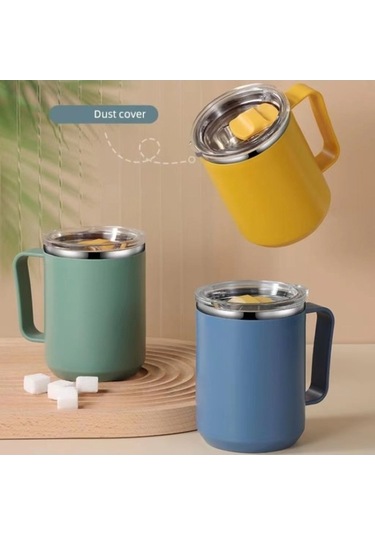 Besthome1 Kulplu 450ml Yalıtımlı Kahve Kupa, Mavi Mavi