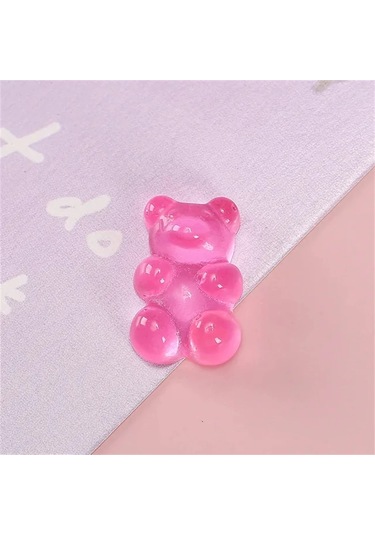 50 Adet 3d Karikatür Jöle Ayı Nail Art Reçine Takılar Rhinestones Kawaii Aksesuarları Çivi Süslemeleri Dıy Malzemeleri Parçaları Üzerinde Basın Fuşya