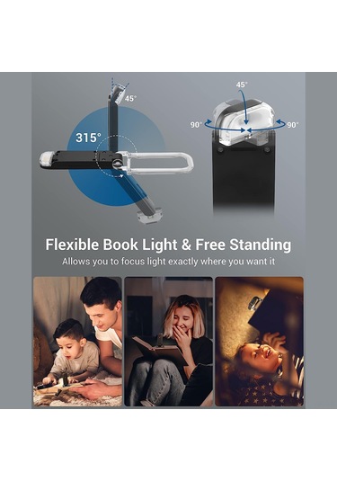 Vkemall Usb Çift Katlı Göz Koruyucu Kitap Işığı - Taşınabilir简约 Okuma Lambası Mavi Diğer