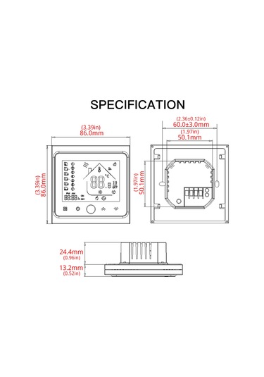 Hombey Siyah Akıllı Isı Kontrol Cihazı - Kazan/soba Isıtıcıları İçin Sıcaklık Regülatörü Dijital Termostat