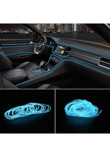 İce Blue Buz Mavi Neon İp Fitil 2 Metre - Işıklı Torpido Fitili
