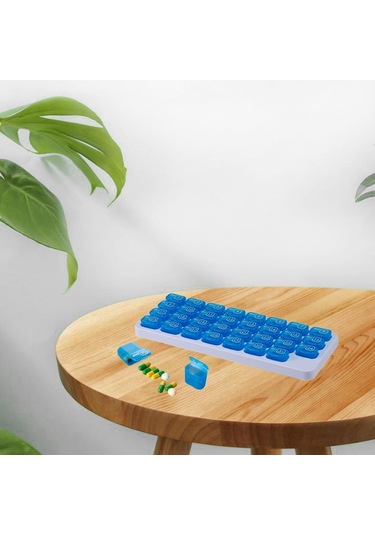 Suntek 31 Izgaralı Hap Kutusu Aylık Gün Bölmeli Seyahat Mavi