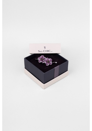 Begonvil Siyah Rodyum Kaplama Gümüş Broş Siyah