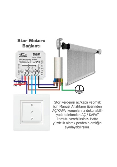 Alpsmart As-860 Akıllı Wi-fi Perde Anahtarı Modülü Tuya Uyumlu