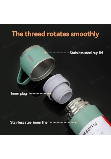 Trendooze Sunshine022 Pembe Set 500ml Vakum Termos, Hediye Kupa Sıcak Soğuk Pembe