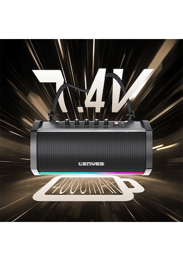Lenyes S863 Rgb Led Işıklı Mikrofonlu Tws Bluetooth Speaker Hoparlör V5.3 Siyah