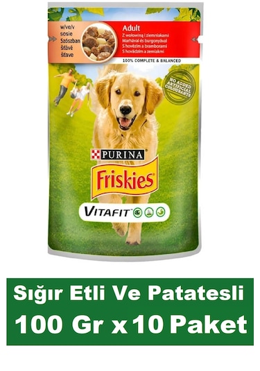 Purina Friskies Yetişkin Sığır Eti ve Patatesli Köpek Maması 10 x 100 G