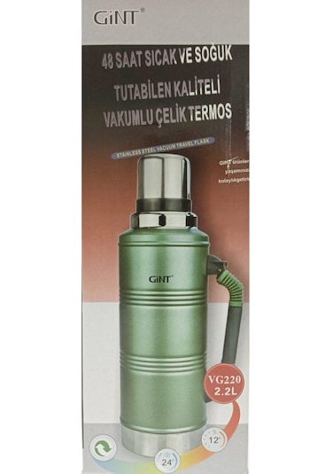 Gint 2.2 Litre Paslanmaz Çelik Avcı Termosu Yeşil Avcı Termosu