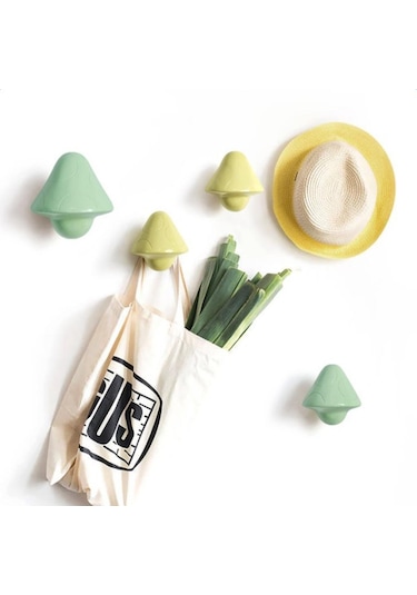 Suntek Vidalı Duvar Kancası Mantar Tasarımlı Kapı Askısı Duvar Asma Kancası S Yeşil 5 KG Çok Renkli