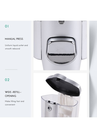 Xiaaokeji Sabunluk, Jel Dispenseri 350ml, Mutfak Şampuan Dispenserleri Gümüş