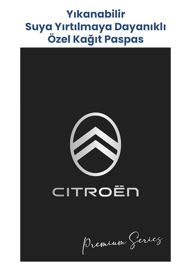 Suya Dayanıklı Yıkanabilir Citroen Oto Paspas Kağıdı Siyah Gümüş
