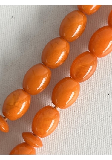 Oval Kesim Kokulu Toz Kehribar Tesbih 33lük 7mm A008