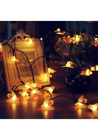 Güneş Enerjili Bahçe Işıkları, Bal Arısı Işık Dizileri, 2m/8 Modlu Su Geçirmez Dış/iç Mekan Bahçe Işıkları Çit, Çim, Veranda, Parti İçin 30 Başlık