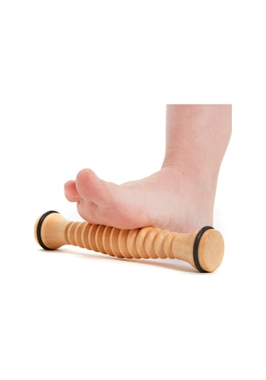 Ahşap Ayak Masaj Rulosu Foot Roller Kahverengi