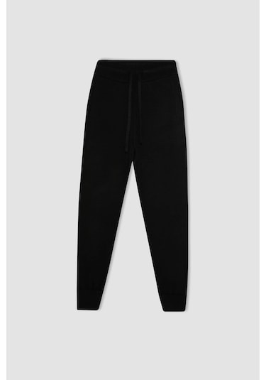 Defacto Jogger Triko Pantolon Cepli Basic Düz Beli Lastik Bağcıklı R1701AZ24WNBK27 Siyah