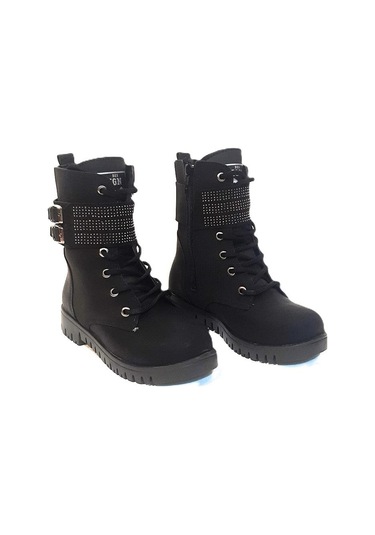 Fiyra Ign11 Siyah Zümrüt Taşlı Süslü Kız Çocuk Bot Siyah