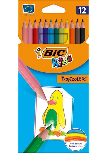 Bic Tropicolors Kuru Boya Kalemi 12 Renk Uzun Tam Boy
