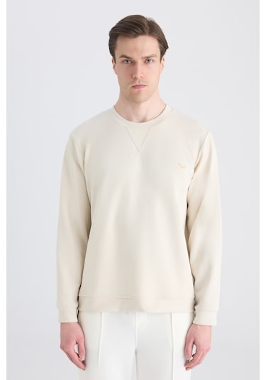 D'S Damat Ds Damat Regular Fit Bej Düz Sweatshirt 5hce26172205m