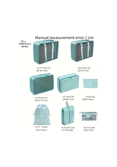 Fochsia Makyaj Çantası Sekiz Parça Set Parlak Mavi 8 Parça Seyahat Saklama Organizer Ahşap