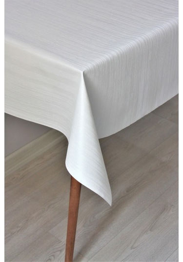 Astarlı Silinebilir Pvc Muşamba Masa Örtüsü Çizgili - 78-b1 Beyaz