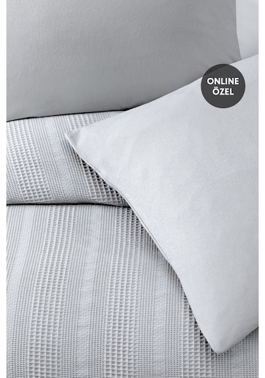 Yataş Liona Tek Kişilik %100 Pamuk Pike Takımı - Gri