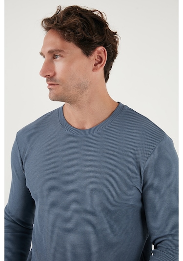 Buratti Pamuklu Bisiklet Yaka Slim Fit Basic Erkek Sweat 5905073 Koyu Gri