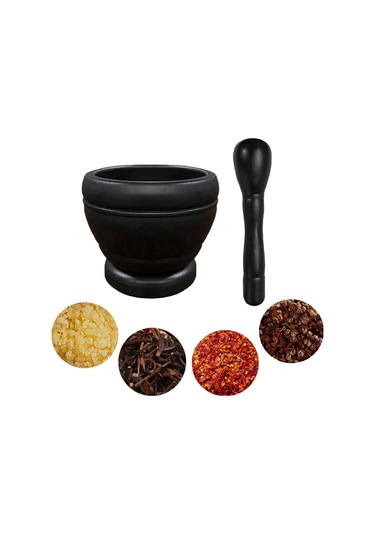 Homyl Havan Ve Tokmak Seti Çok İşlevli Mutfak Ezici Chutney Siyah