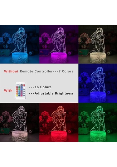 Anime Lambası 3d Gece Lambası Darling İn The Franxx Zero İki Figürlü Gece Lambası Dokunmatik 7 Renk Uzaktan Kumanda 16 Renk Değişimi Çok Renkli