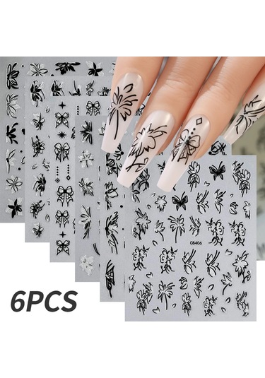 6 Adet/takım Parlak Yansıtıcı Tırnak Etiket Altın Gümüş Aurora Dalga Hatları 3d Kendinden Yapışkanlı Nail Art Çıkartması Tasarım Manikür Aracı Bordo