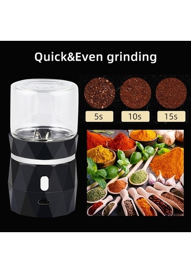Createtech Taşınabilir Usb Şarjlı 200w Güçlü Motor Mini Elektrikli Baharat Öğütücü Siyah Siyah