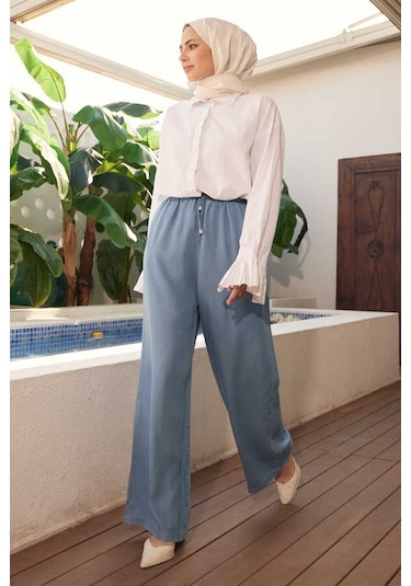 Neways 1105-denim Battal Lastikli Pantolon Mavi Çok Renkli