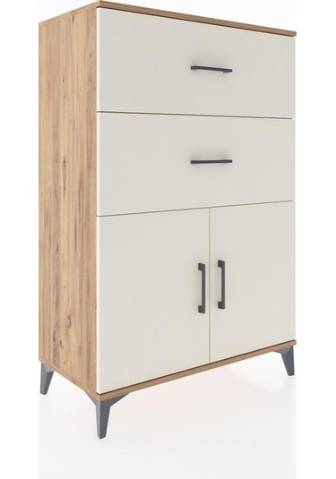 Hyperion Dolap Tek Raflı 2 Çekmeceli 2 Kapaklı 88x44x134 Çam-... Çam