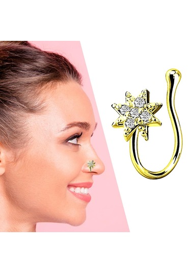 Homyl Sahte Burun Halkaları 18g Dudak Kulak Septum Altın