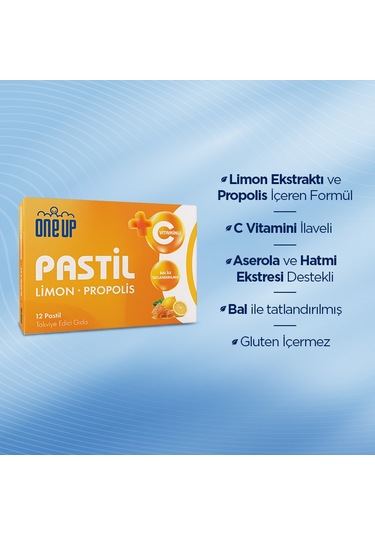 One Up Pastil Propolis + Limon 12 Pastil 3 Adet Ballı