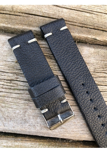 22 Mm Siyah El Yapımı Deri Kordon