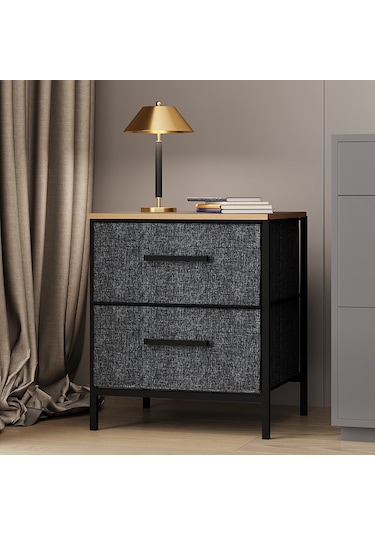 2 Çekmeceli Çok Amaçlı Dolap Komodin Sehpa Füme 1587