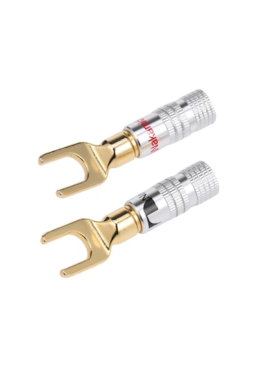 Y Spade Hoparlör Prizleri Kablo Bağlayıcı Ses Hoparlör Bağlayıcı Amplifikatör Adaptörü Sol Ve Sağ Kanallar Altın Kaplama Hoparlör Prizi