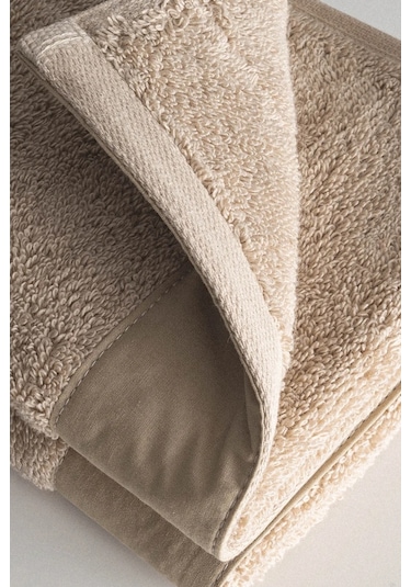 Ecocotton Pure Cotton Bej Bez Bordürlü %100 Organik Pamuk 2'li El Havlusu Seti - 30 50 Cm Bej