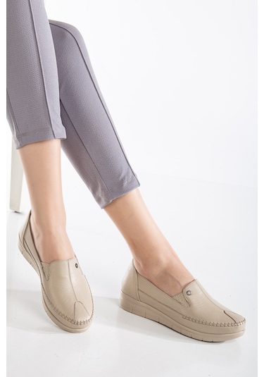 92101 Ortopedik Kadın Deri Ayakkabı Topuk Dikeni İçin Uygundur Vizyon Vizon