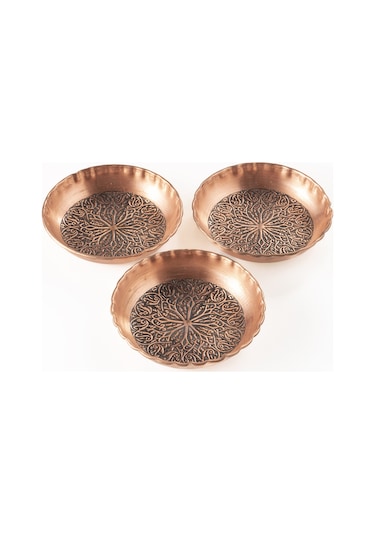 Dmt Copper Home Gaziantep Bakır Çerezlik Seti Kuruyemiş 3 'lü Set 10cm X 2,5cm