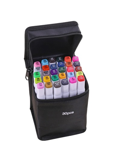 Xiyyadms 30 Renkli Çift Uçlu Kalem - Su Geçirmez, Hızlı Kuruyan Sanat Markerları İle Çizim Ve Yazı İçin Taşıma Çantası Hediyelik Diğer